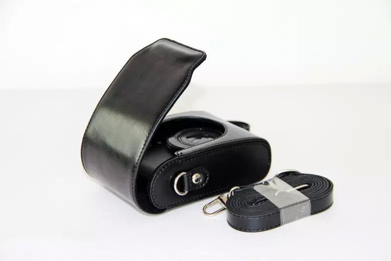 Universal PU Leather Camera Case + Strap for Leica / Panasonic / Fuji / Canon, Size: 11x6.5x3.5cm  - Black
