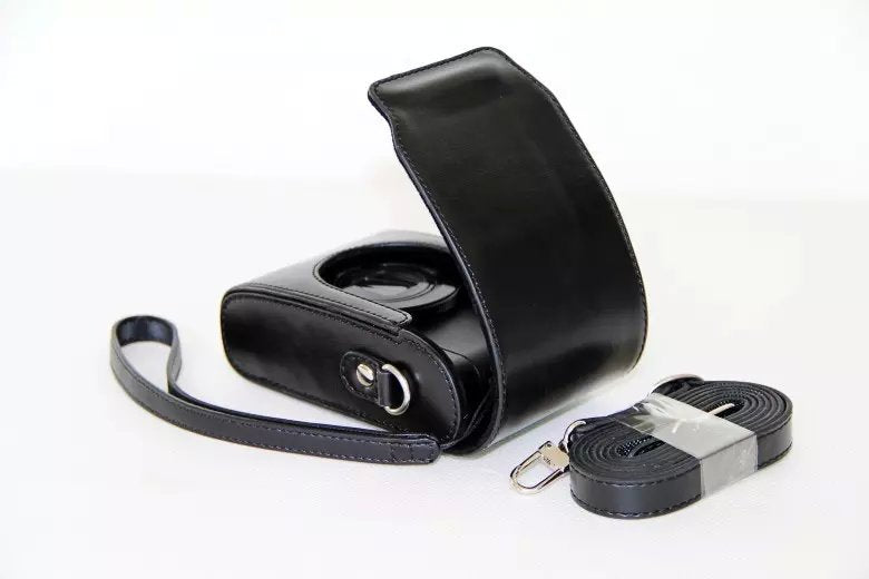 Universal PU Leather Camera Case + Strap for Leica / Panasonic / Fuji / Canon, Size: 11x6.5x3.5cm  - Black