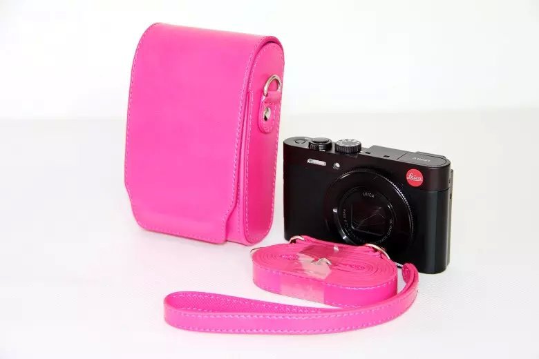 Universal PU Leather Camera Cover + Strap for Leica / Panasonic / Fuji / Canon, Size: 11x6.5x3.5cm  - Rose