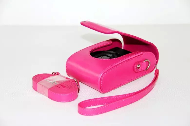 Universal PU Leather Camera Cover + Strap for Leica / Panasonic / Fuji / Canon, Size: 11x6.5x3.5cm  - Rose