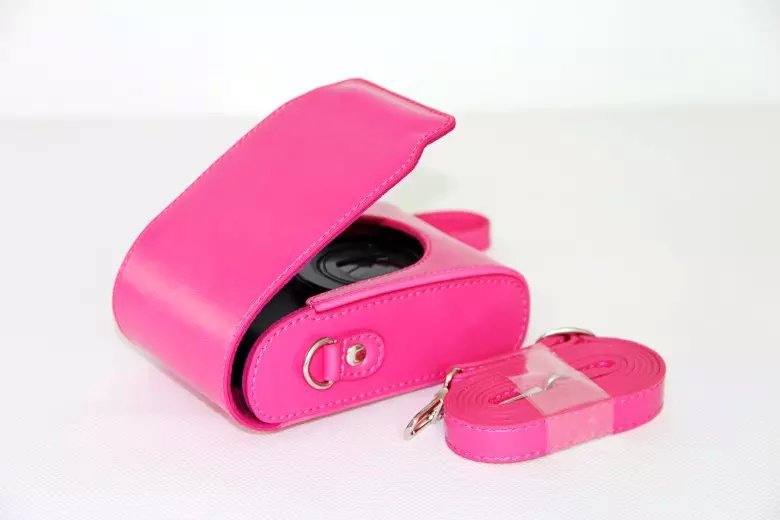 Universal PU Leather Camera Cover + Strap for Leica / Panasonic / Fuji / Canon, Size: 11x6.5x3.5cm  - Rose