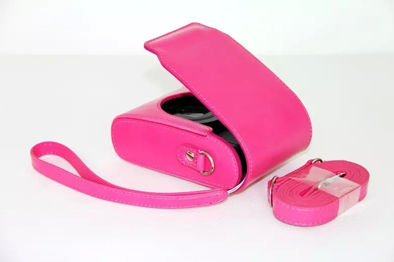 Universal PU Leather Camera Cover + Strap for Leica / Panasonic / Fuji / Canon, Size: 11x6.5x3.5cm  - Rose