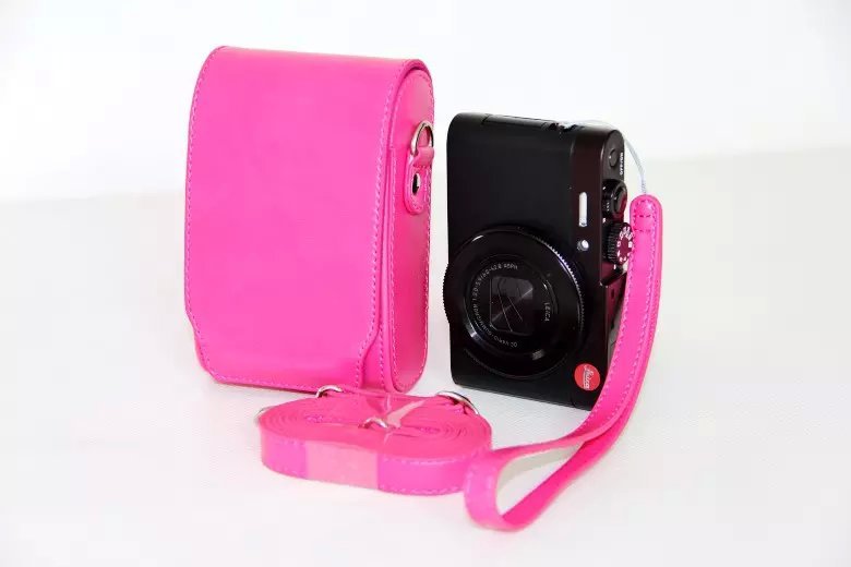 Universal PU Leather Camera Cover + Strap for Leica / Panasonic / Fuji / Canon, Size: 11x6.5x3.5cm  - Rose