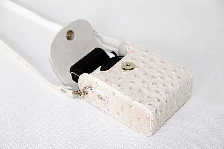 Ostrich Texture Vertical Flip Leather Protective Case Holder Bag for Casio ZR1000/ZR1200/ZR1500/ZR3500 - White