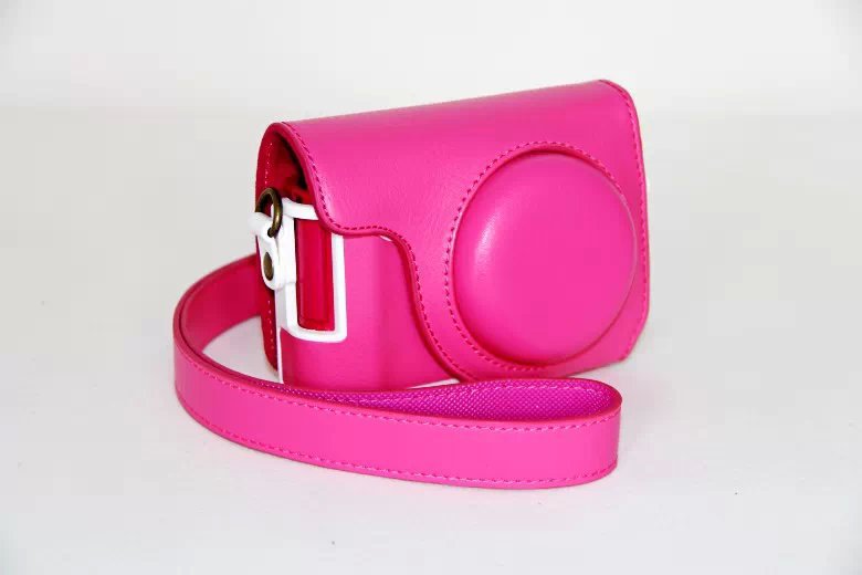 Protective Leather Camera Shell with Shoulder Strap for Casio ZR1000/1200/1100/1500 - Rose