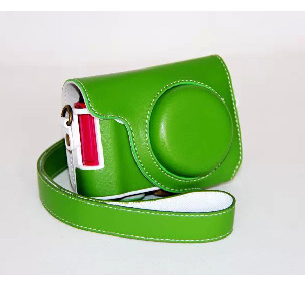Protective Leather Camera Cover Casing + Shoulder Strap for Casio ZR1000/1200/1100/1500 - Green