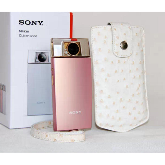 Ostrich Texture Vertical Leather Pouch Bag for Casio TR500 Sony KW1 - White