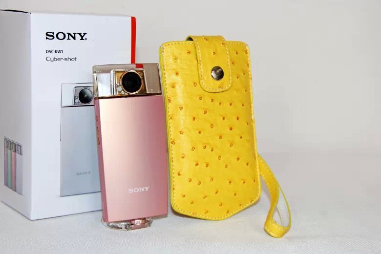 Ostrich Texture Vertical Leather Protective Pouch Bag for Casio TR500 Sony KW1 - Yellow