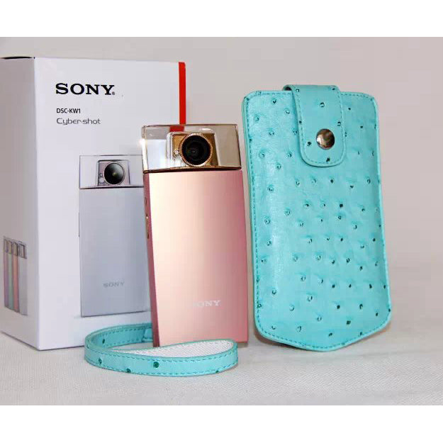 Ostrich Texture Vertical Leather Protection Cover Case for Casio TR500 Sony KW1 - Blue