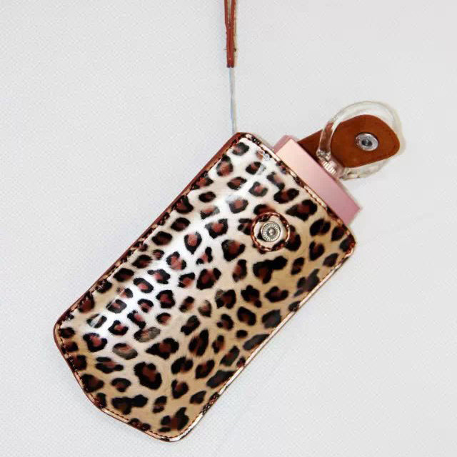 Vertical Leopard Texture PU Leather Camera Case for Sony KW1, Casio TR550/500/350/350s/600 - Brown