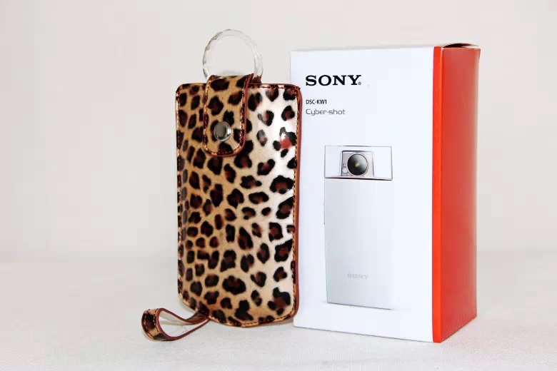 Vertical Leopard Texture PU Leather Camera Case for Sony KW1, Casio TR550/500/350/350s/600 - Brown