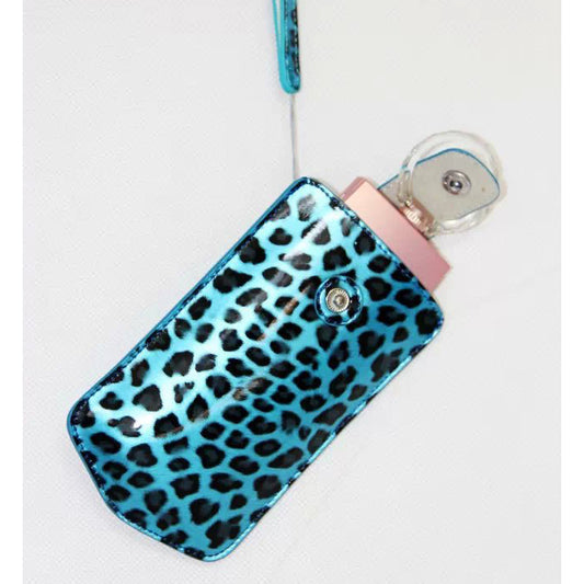 Vertical Leopard Texture PU Leather Camera Bag for Sony KW1, Casio TR550/500/350/350s/600 - Blue