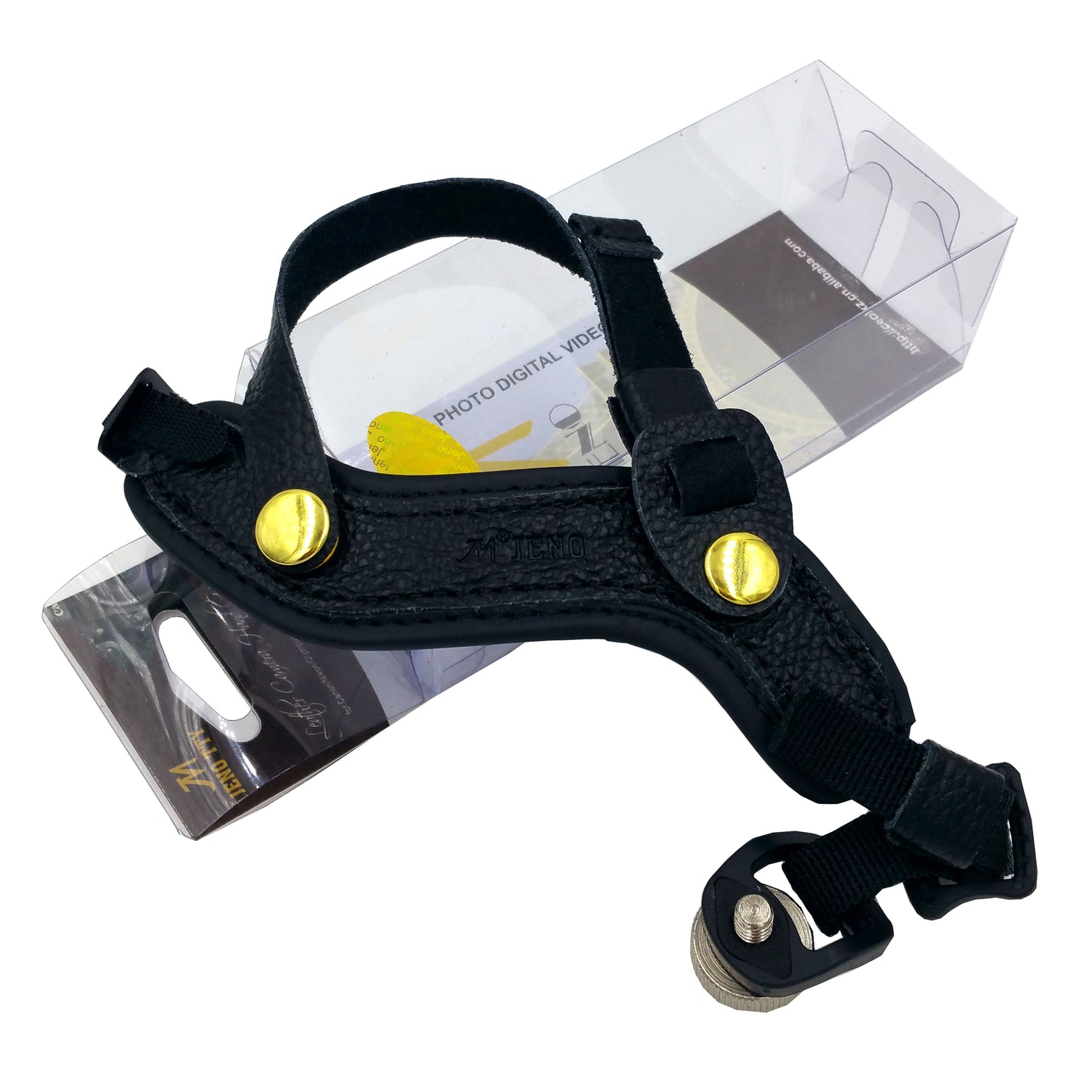 Genuine Leather Camera Wrist Strap for DSLR or SLR Camera - Black