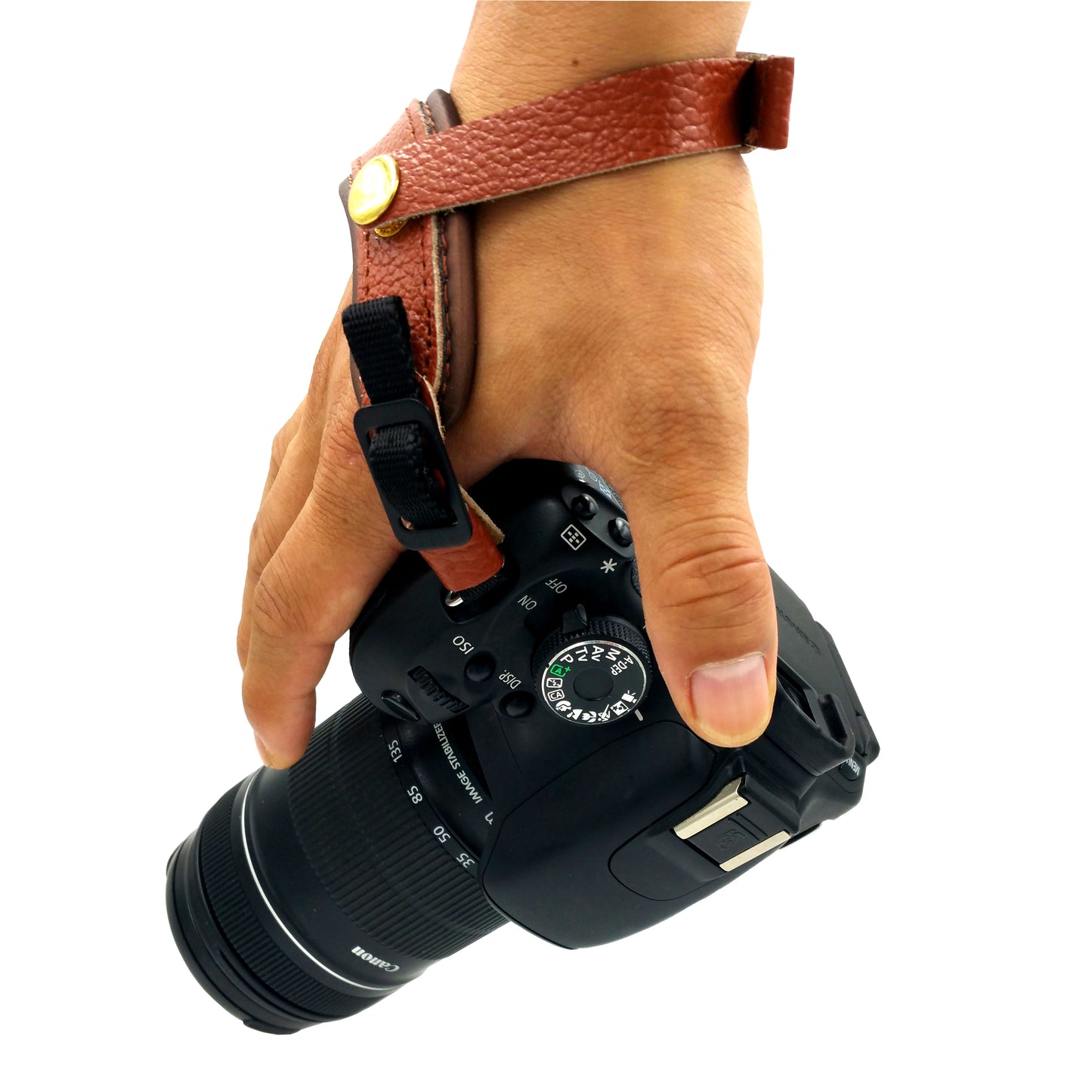 Genuine Leather Camera Hand Strap Lanyard for DSLR or SLR Camera - Brown