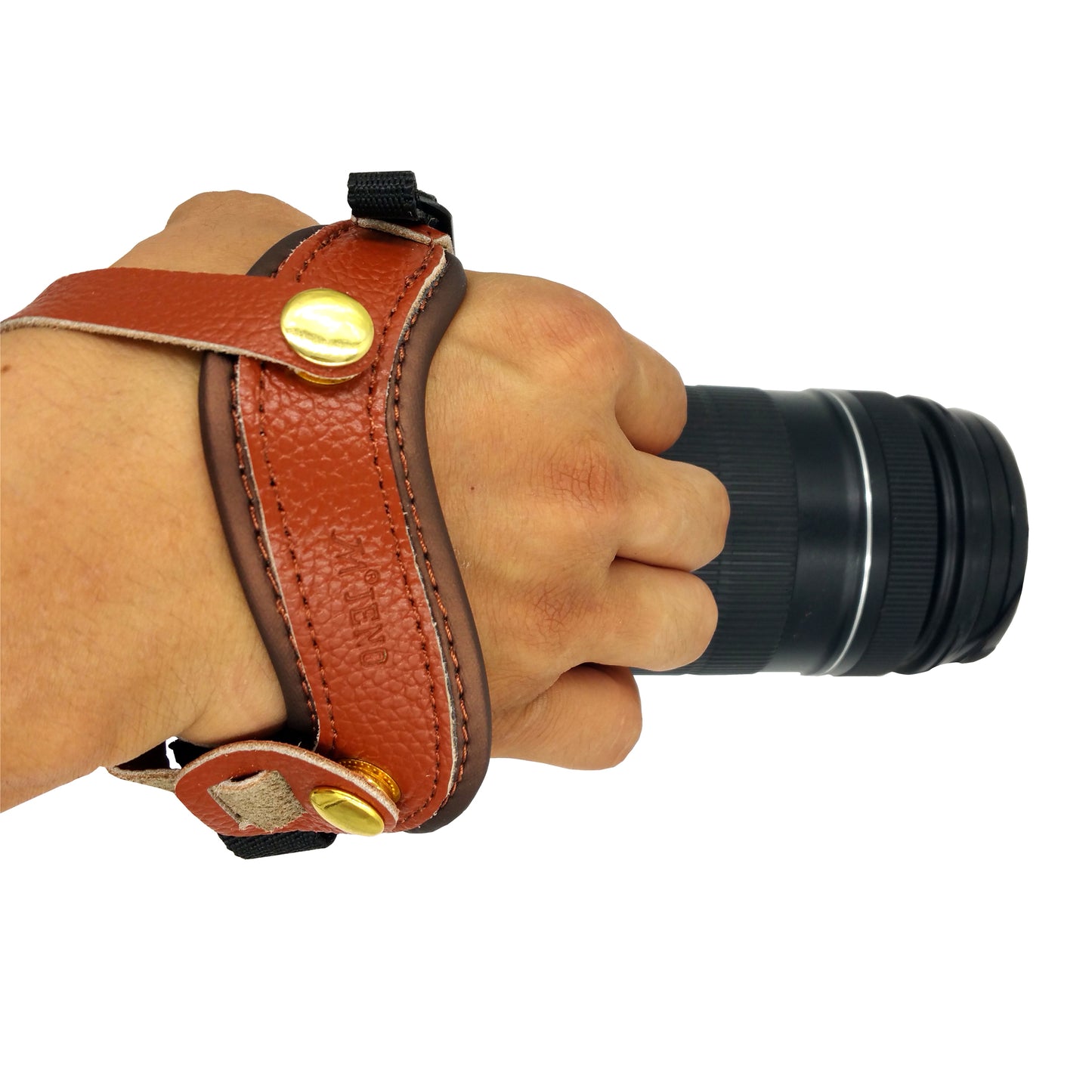 Genuine Leather Camera Hand Strap Lanyard for DSLR or SLR Camera - Brown