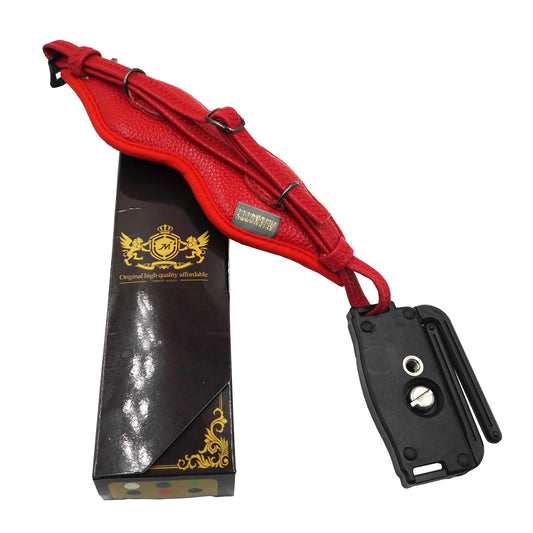 JM-KM-16N Genuine Leather Wrist Strap Grip with Eye Shade for DSLR SLR Cameras - Red