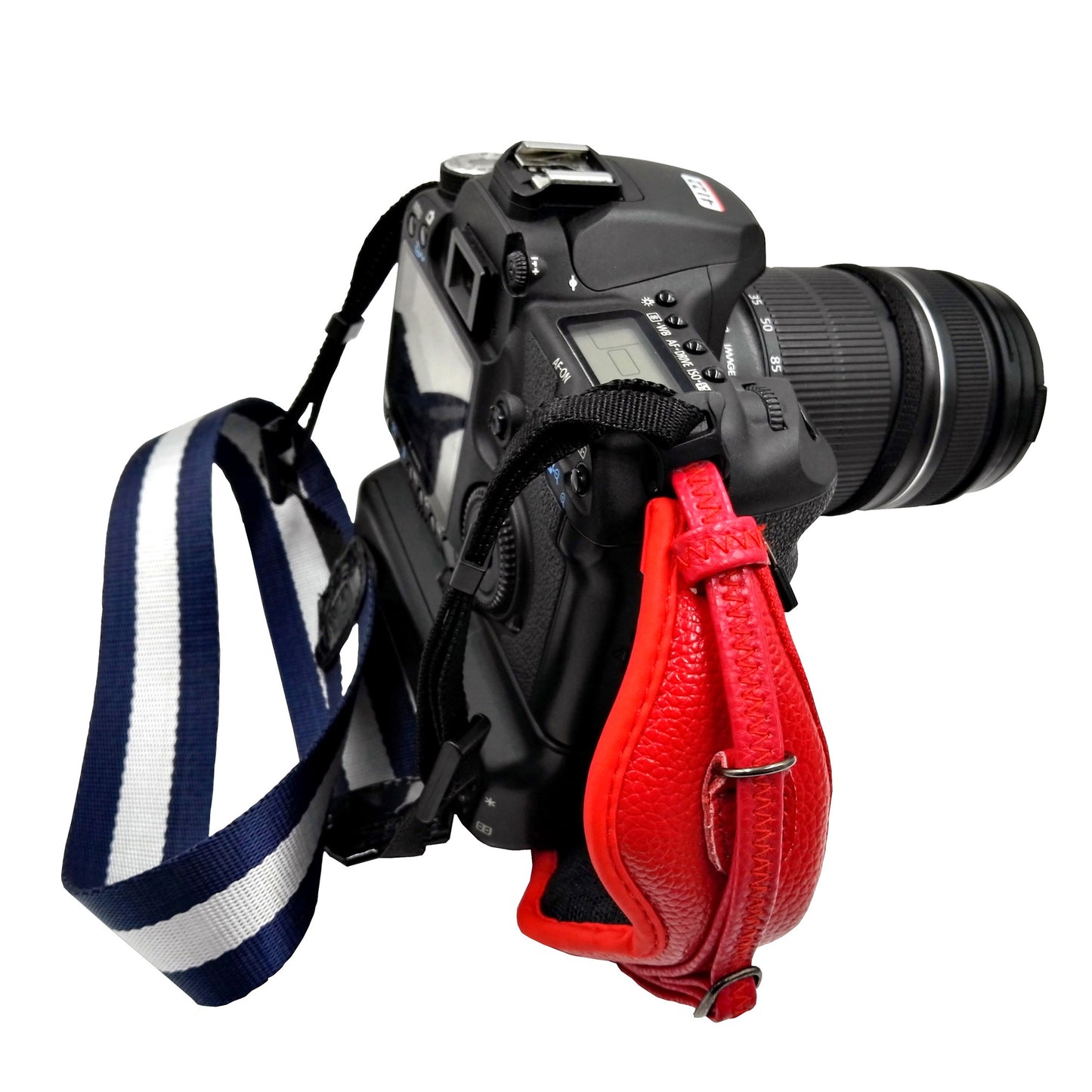 JM-KM-16N Genuine Leather Wrist Strap Grip with Eye Shade for DSLR SLR Cameras - Red