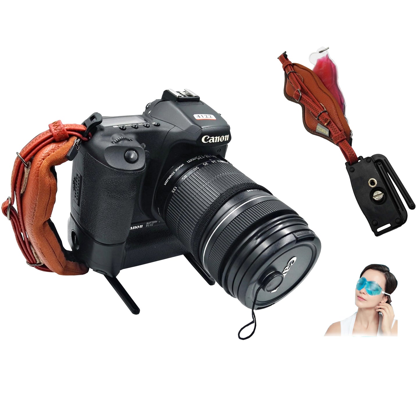 JM-KM-16N Genuine Leather Hand Grip Lanyard for DSLR SLR Cameras with Eye Shade - Brown