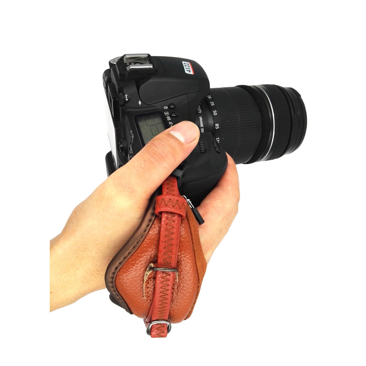 JM-KM-16N Genuine Leather Hand Grip Lanyard for DSLR SLR Cameras with Eye Shade - Brown