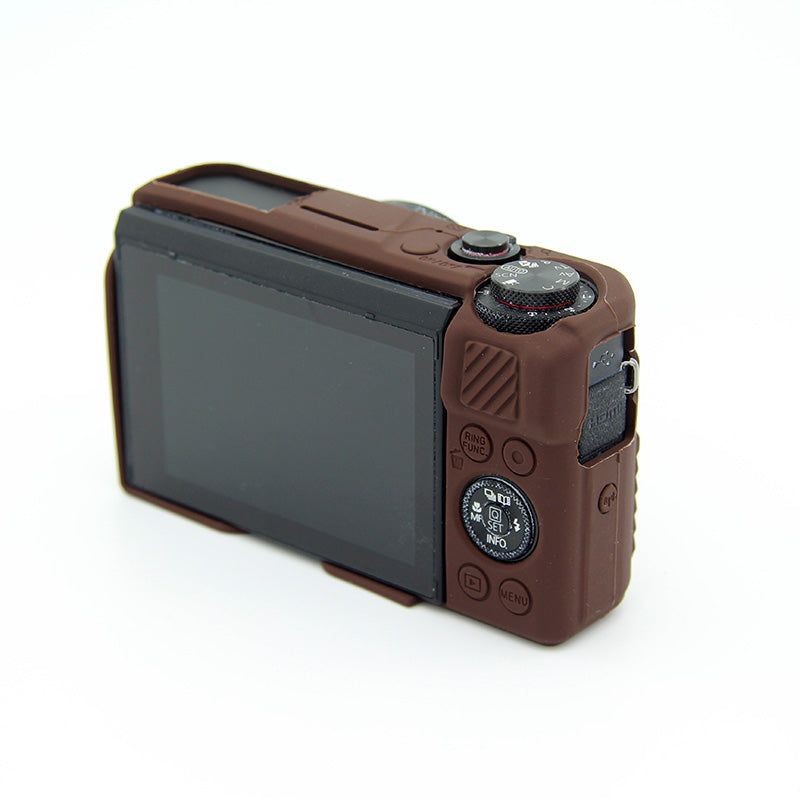 Soft Silicone Protective Housing Cover for Canon G7X Mark II - Coffee