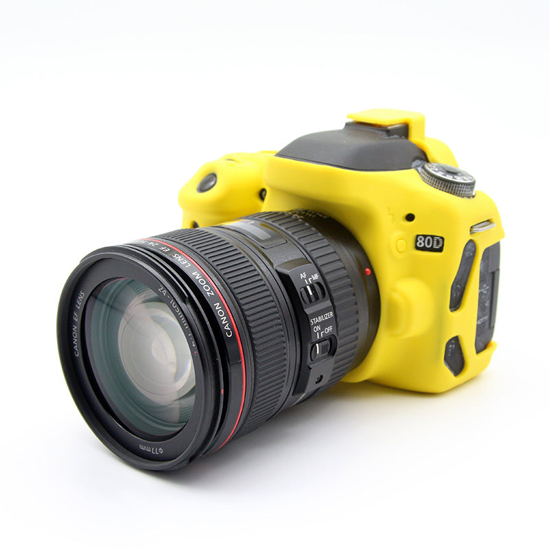 Soft Silicone Protective Camera Shell Case for Canon EOS 80D DSLR Camera - Yellow