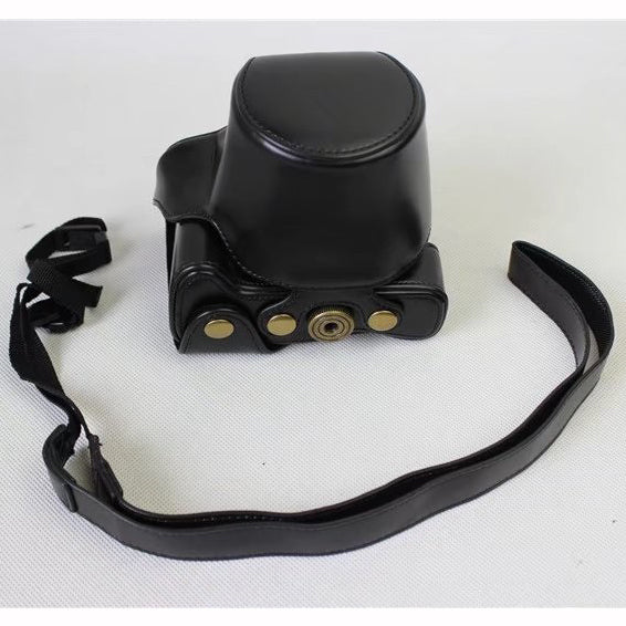 Detachable PU Leather Camera Case + Strap for Canon EOS M6 (15-45mm) - Black