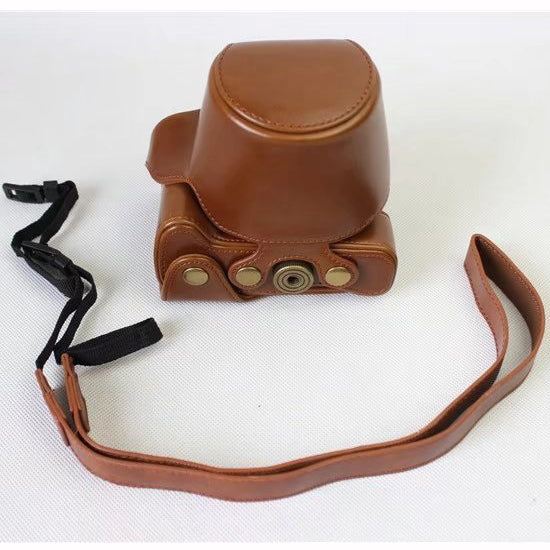 Detachable PU Leather Camera Cover + Strap for Canon EOS M6 (15-45mm) - Brown