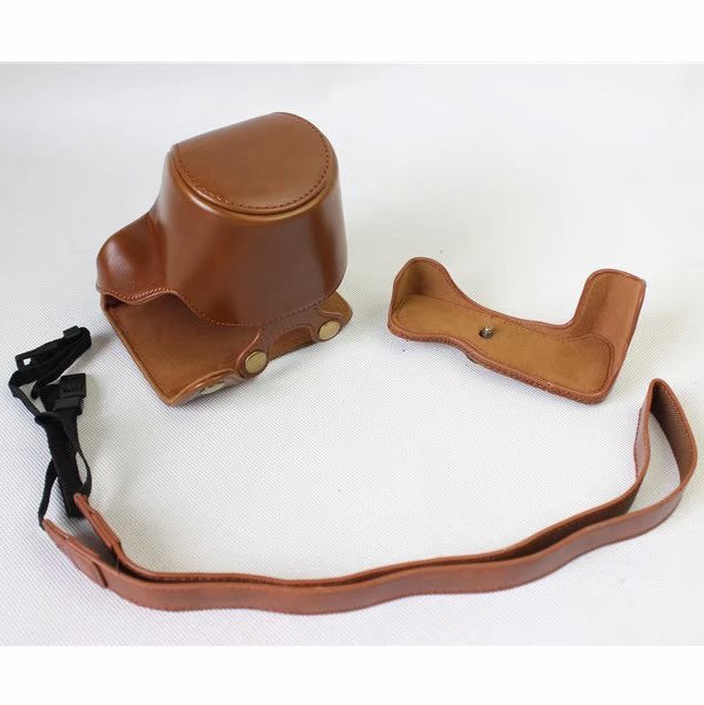 Detachable PU Leather Camera Cover + Strap for Canon EOS M6 (15-45mm) - Brown