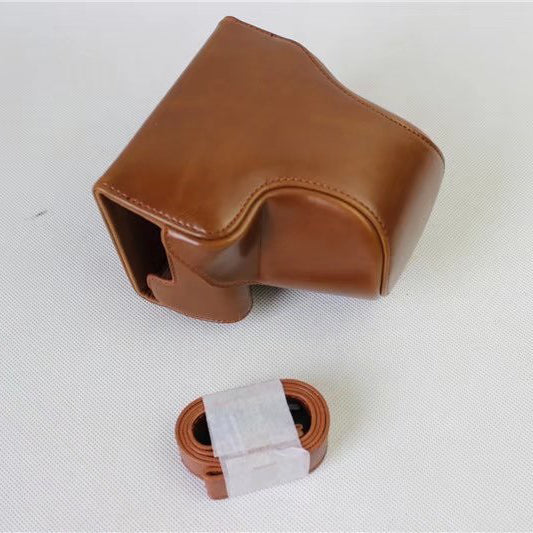 Detachable PU Leather Camera Cover + Strap for Canon EOS M6 (15-45mm) - Brown