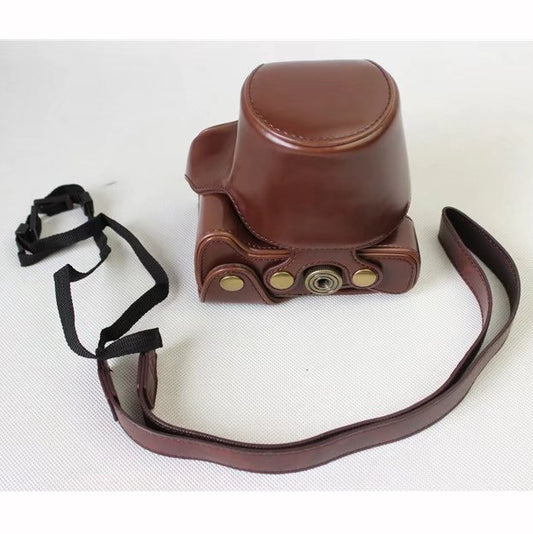Detachable PU Leather Camera Shell + Strap for Canon EOS M6 (15-45mm) - Coffee