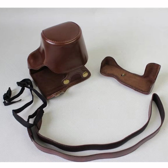 Detachable PU Leather Camera Shell + Strap for Canon EOS M6 (15-45mm) - Coffee