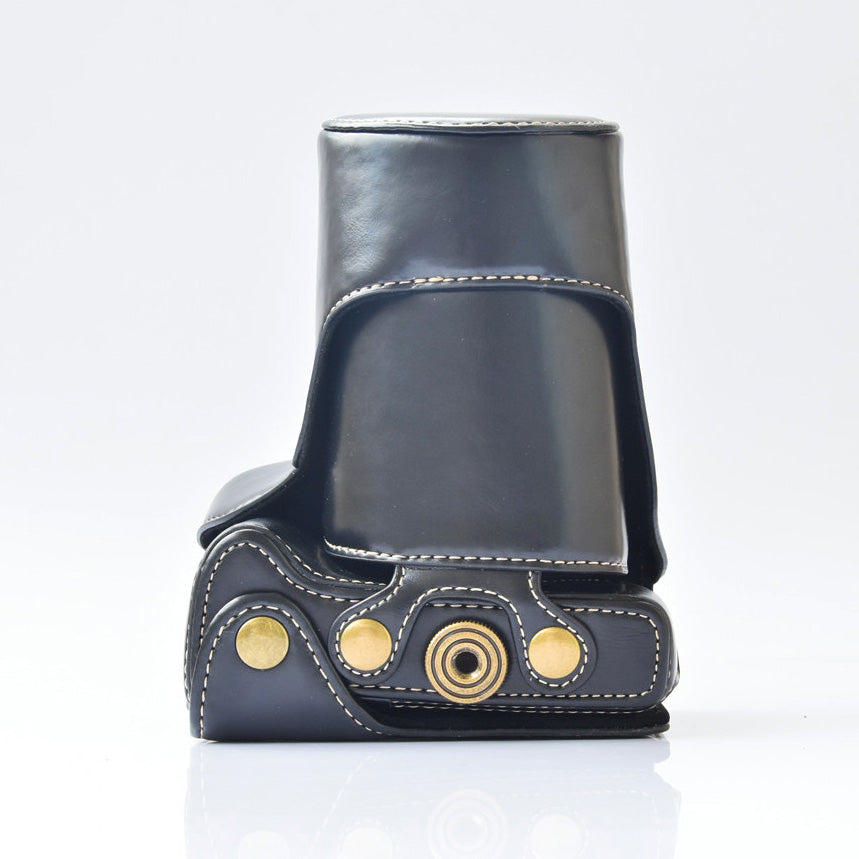 Detachable PU Leather Camera Case + Strap for Canon EOS M6 (18-55mm) - Black