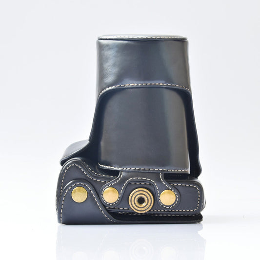 Detachable PU Leather Camera Case + Strap for Canon EOS M6 (18-55mm) - Black