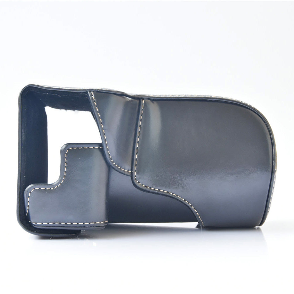 Detachable PU Leather Camera Case + Strap for Canon EOS M6 (18-55mm) - Black