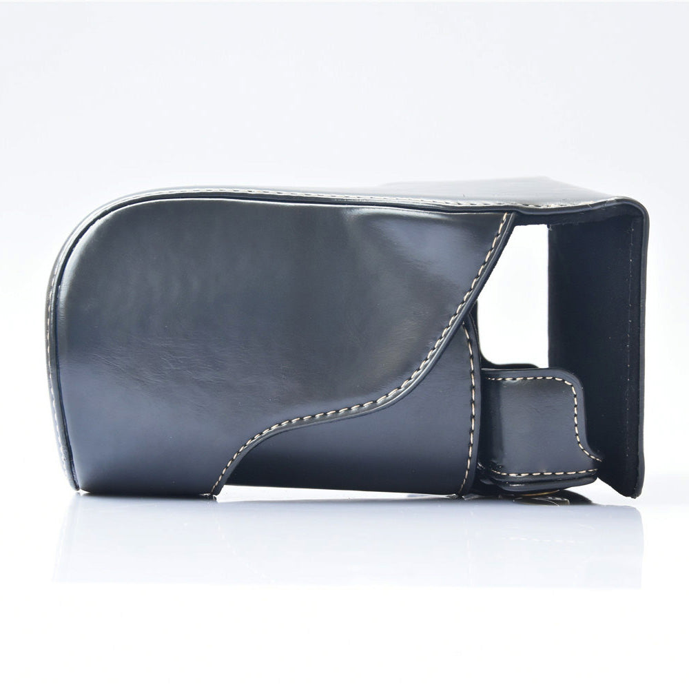 Detachable PU Leather Camera Case + Strap for Canon EOS M6 (18-55mm) - Black