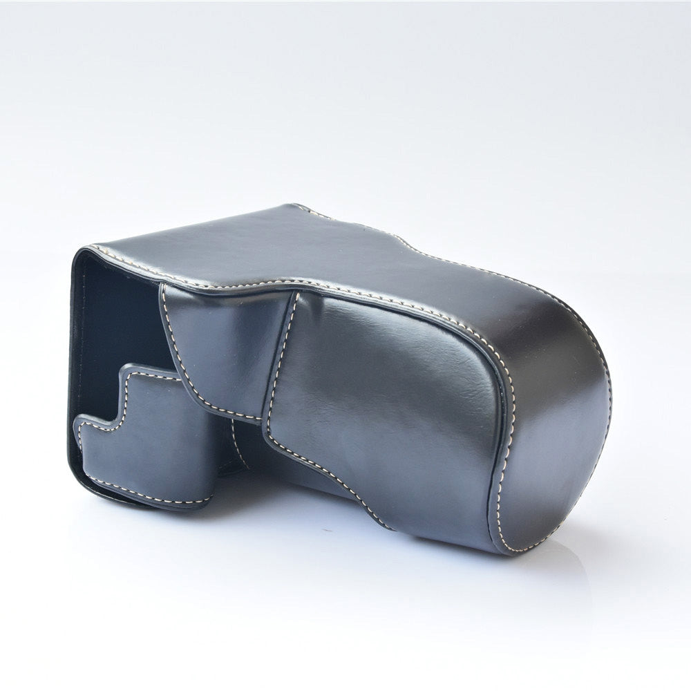 Detachable PU Leather Camera Case + Strap for Canon EOS M6 (18-55mm) - Black