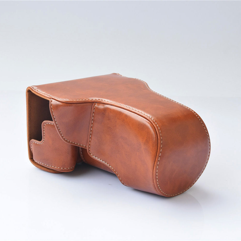 Detachable PU Leather Camera Cover + Strap for Canon EOS M6 (18-55mm) - Brown