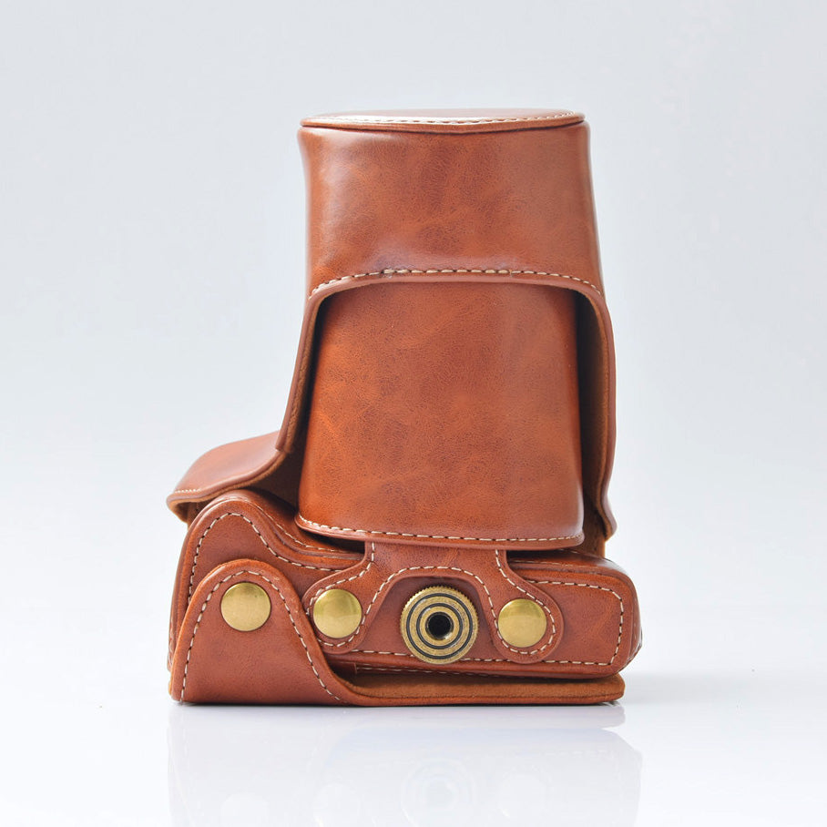 Detachable PU Leather Camera Cover + Strap for Canon EOS M6 (18-55mm) - Brown