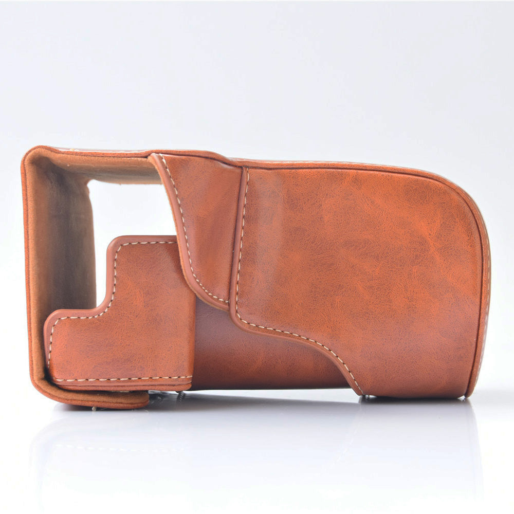 Detachable PU Leather Camera Cover + Strap for Canon EOS M6 (18-55mm) - Brown