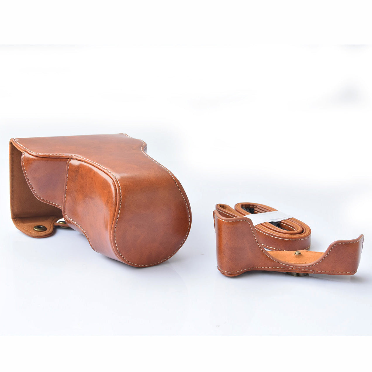 Detachable PU Leather Camera Cover + Strap for Canon EOS M6 (18-55mm) - Brown