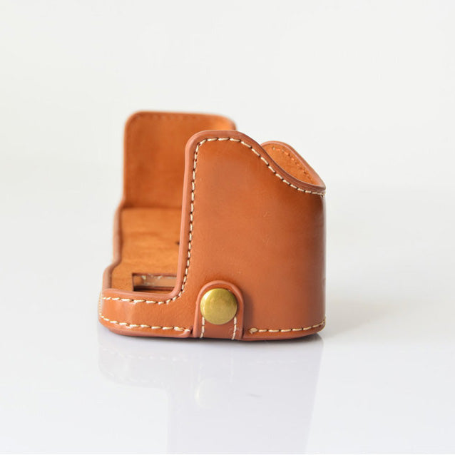 PU Leather Half Bottom Camera Protective Cover for Sony A73/A9 - Brown