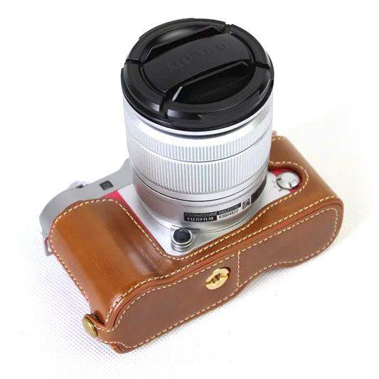 PU Leather Half Bottom Camera Protective Case for Fuji Fujifilm X-A3 XA2 XA3 XA5 XA10 - Brown