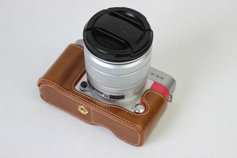 PU Leather Half Bottom Camera Protective Case for Fuji Fujifilm X-A3 XA2 XA3 XA5 XA10 - Brown