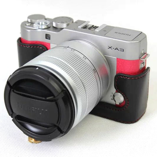 PU Leather Half Bottom Camera Protective Cover for Fuji Fujifilm X-A3 XA2 XA3 XA5 XA10 - Black