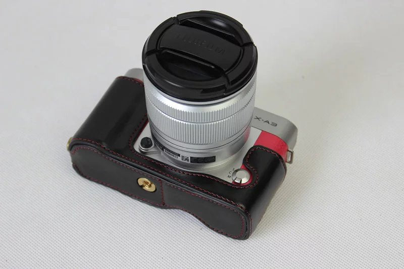 PU Leather Half Bottom Camera Protective Cover for Fuji Fujifilm X-A3 XA2 XA3 XA5 XA10 - Black
