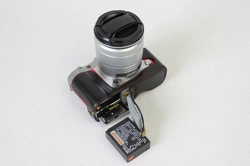 PU Leather Half Bottom Camera Protective Cover for Fuji Fujifilm X-A3 XA2 XA3 XA5 XA10 - Black