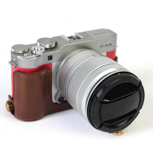 PU Leather Half Bottom Camera Protective Bag for Fuji Fujifilm X-A3 XA2 XA3 XA5 XA10 - Coffee