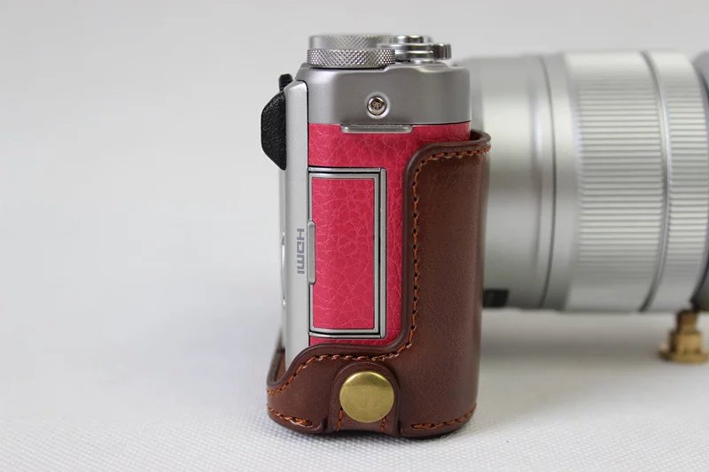 PU Leather Half Bottom Camera Protective Bag for Fuji Fujifilm X-A3 XA2 XA3 XA5 XA10 - Coffee