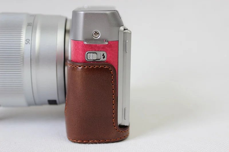 PU Leather Half Bottom Camera Protective Bag for Fuji Fujifilm X-A3 XA2 XA3 XA5 XA10 - Coffee