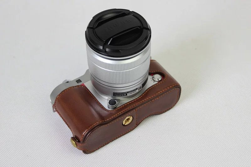 PU Leather Half Bottom Camera Protective Bag for Fuji Fujifilm X-A3 XA2 XA3 XA5 XA10 - Coffee